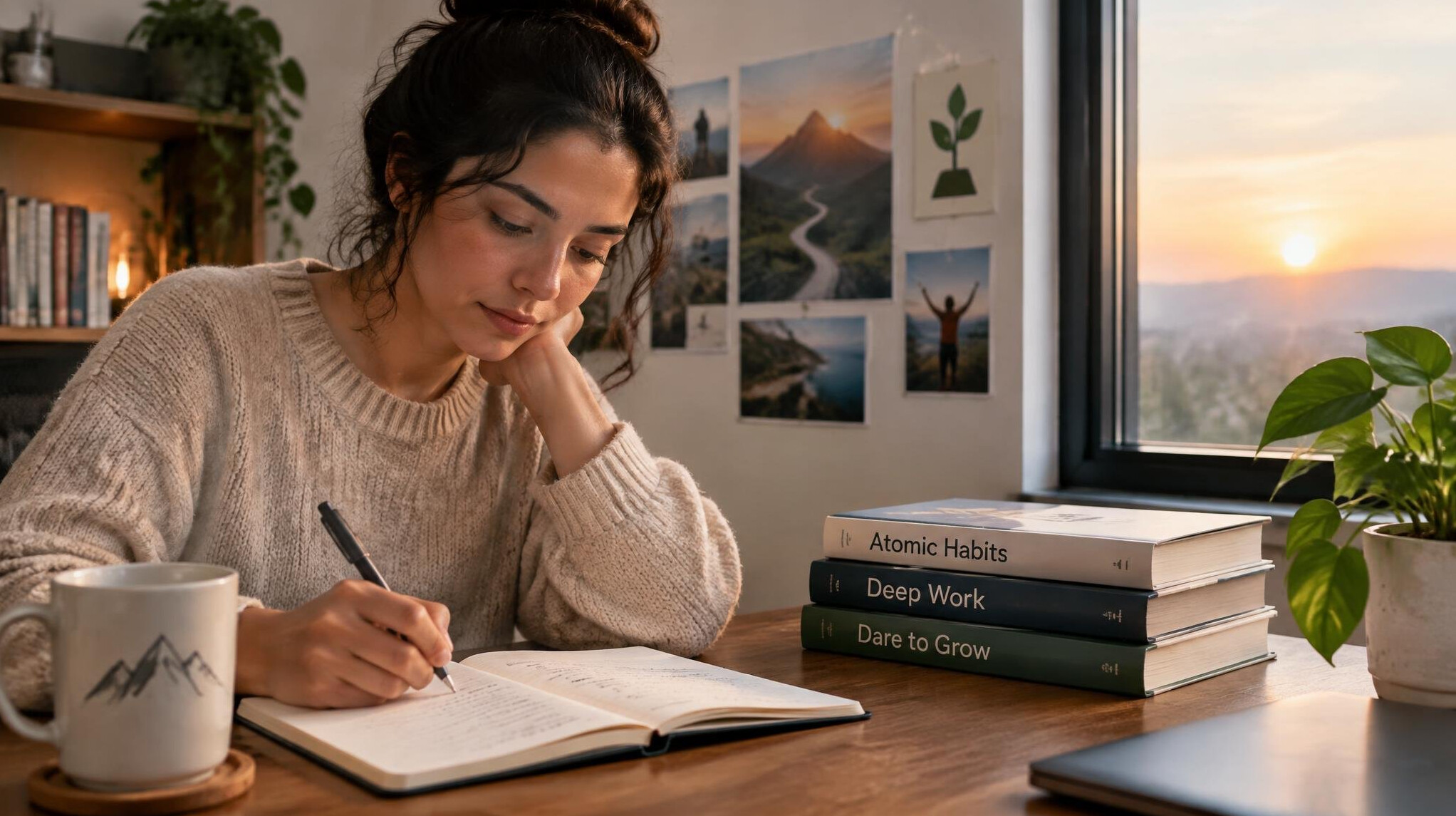 person writing in journal